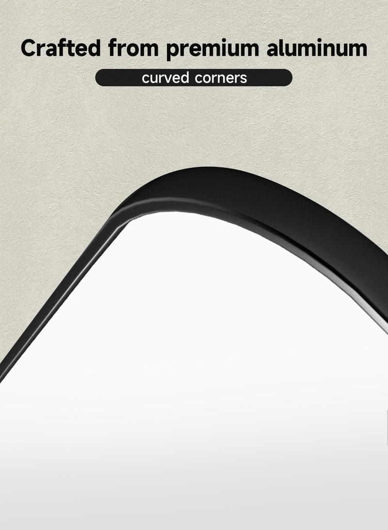 أركايوبتيركس مرآة مستطيلة بطول 120 × 30 سم وحواف مستديرة، تثبت على الحائط أو توضع على الحائط، مرآة بإطار من الألومنيوم لغرفة المعيشة وغرفة النوم والمدخل (سوداء) - Image 4